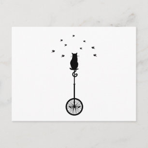 Vogelkatze auf Vintagem Fahrrad Postkarte