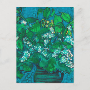Vogelkirschblüten blühen florale Pastellmalerei Postkarte
