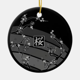 Vogelkirsche-Blüten-Baum Keramikornament