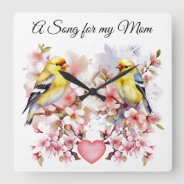 Vogelklemme Quadratische Wanduhr