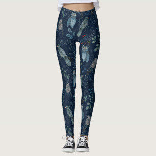 Vogelkunst in blauen Leggings