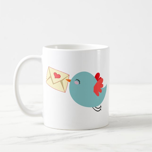 Vogelliebesbotschaften Tweets Kaffeetasse (Links)
