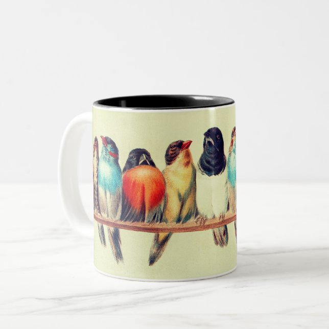 Vogelliebvögel Naturwild Zweifarbige Tasse (Vorderseite Links)