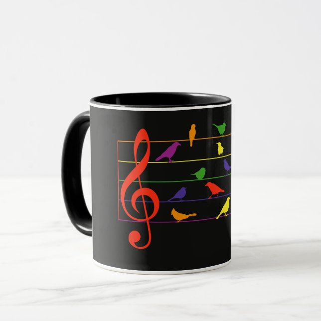 Vogellied, farbenfrohes Design Tasse (Vorderseite Links)