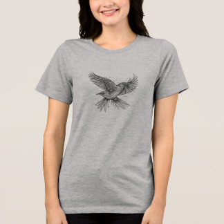 Vogellinien-Kunst-T-Shirt | Minimalistische Ein-Li Tri-Blend Shirt