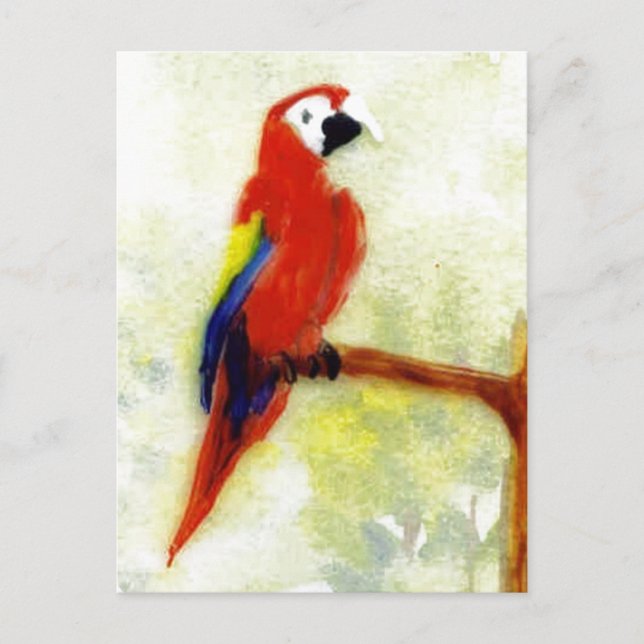 Vogelmalerei farbiger Papagei Postkarte (Vorderseite)