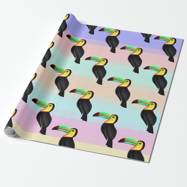 Vogelmuster Gelb und Schwarz Geschenkpapier (Ungerollt)