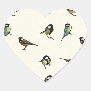 Vogelmuster Herz-Aufkleber