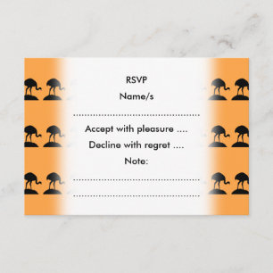 Vogelmuster in Schwarz und Orange. RSVP Karte
