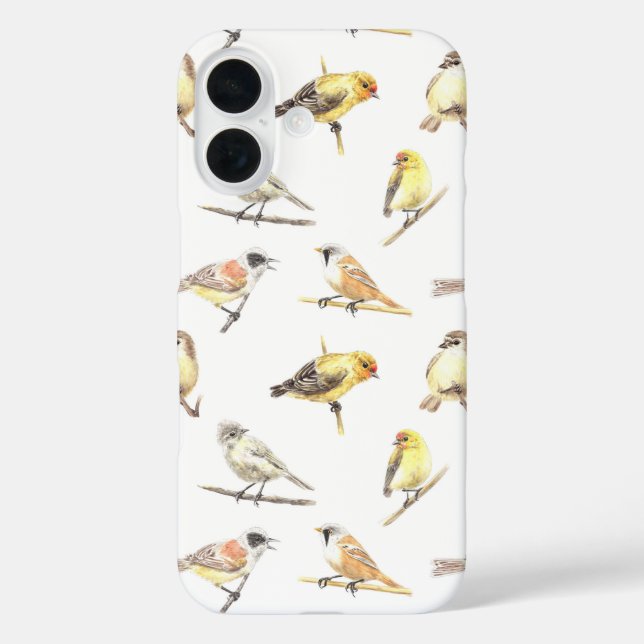Vogelmuster iPhone 16 Hülle (Rückseite)
