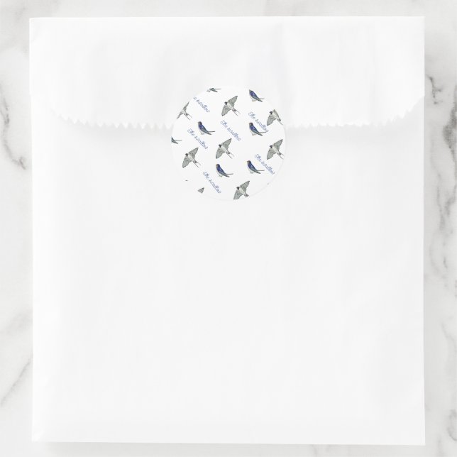 Vogelmuster schlucken runder aufkleber (Tasche)