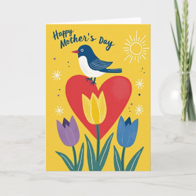 Vogelmuttertags-Blumenkarte Karte (Vorderseite)