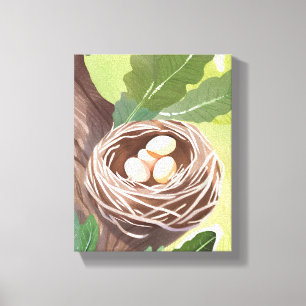 Vogelnest Aquarell-Eier Naturmalerei Leinwanddruck