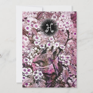 VOGELNEST, BAUM WEISSE PINK FRÜHLINGSBLUMEN MONOGR ANKÜNDIGUNG