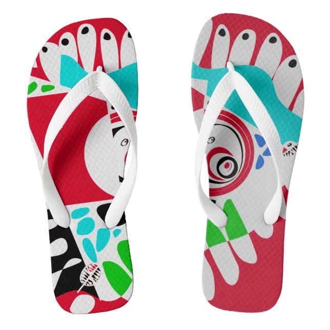 Vogelnest - Crimson Red Gray Flip Flops (Fußbett)