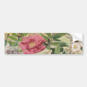 Vogelnest Floralgarten-Blumen-Schmetterling-Kunst Autoaufkleber