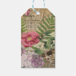 Vogelnest Floralgarten-Blumen-Schmetterling-Kunst Geschenkanhänger