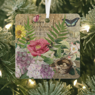 Vogelnest Floralgarten-Blumen-Schmetterling-Kunst Ornament Aus Metall