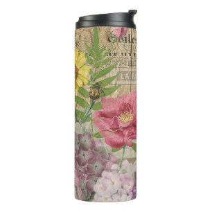 Vogelnest Floralgarten-Blumen-Schmetterling-Kunst Thermosbecher