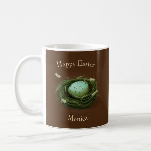 Vogelnest mit blauem, gespecktem Ei, benutzerdefin Kaffeetasse