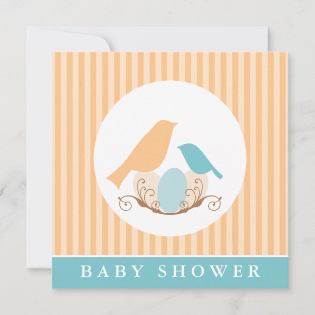 Vogelnest-Neutral-Baby-Dusche Einladung (Vorderseite)