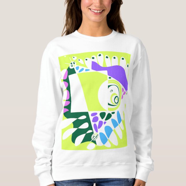 Vogelnest - Pastellgrün, weißes Kissen Sweatshirt (Vorderseite)