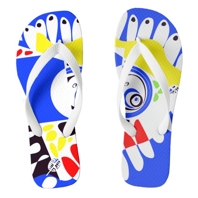 Vogelnest - Royal Blue White Flip Flops (Fußbett)