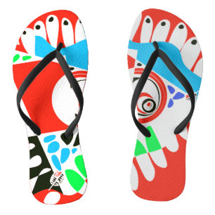 Vogelnest - Scarlet Red White Flip Flops