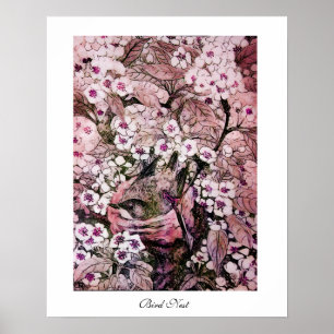 VOGELNEST ,weiß rot pink Poster