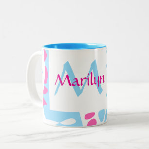 Vogelnest - Weißer Blauer Rosa Name Zweifarbige Tasse