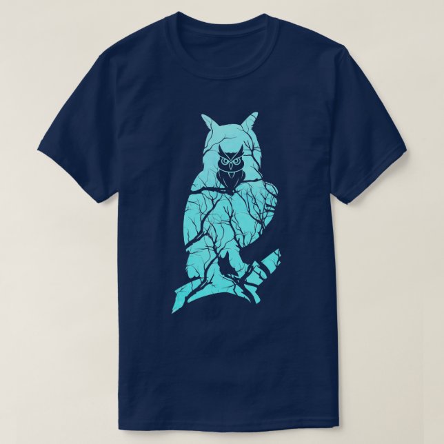 Vogelpastel in der Silhouette des Waldes T-Shirt (Design vorne)