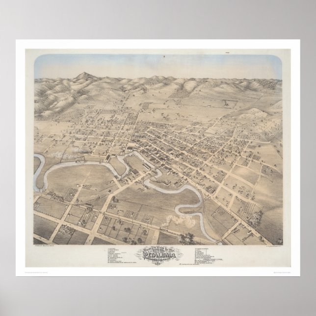 Vogelperspektive der Stadt Petaluma (1298) Poster (Vorne)