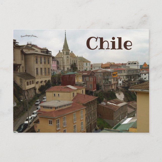 Vogelperspektive des Valparaiso-Chilen Postkarte (Vorderseite)