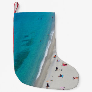 Vogelperspektive Foto der Menschen am Strand Kleiner Weihnachtsstrumpf