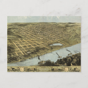 Vogelperspektive-Karte von Omaha Nebraska (1868) Postkarte