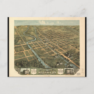 Vogelperspektive Massillon Stark County Ohio (1870 Postkarte