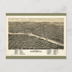 Vogelperspektive Rockford Illinois (1880) Postkarte