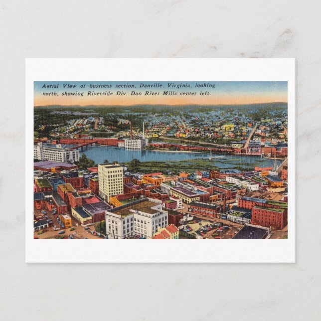 Vogelperspektive von Danville, Virginia, Vintag Postkarte (Vorderseite)
