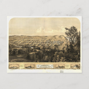 Vogelperspektive von Michigan City, Indiana (1869) Postkarte