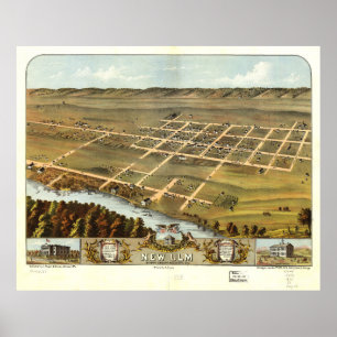 Vogelperspektive von New Ulm, Minnesota (1870) Poster