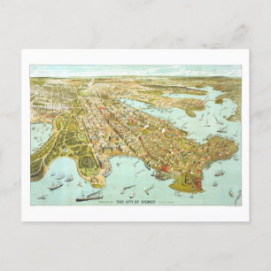 Vogelperspektive von Sydney, Australien, 1888 Postkarte