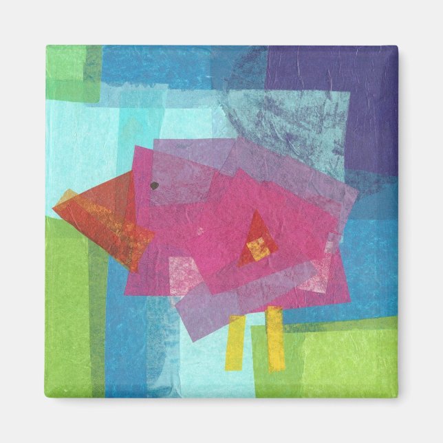 Vogelrosa auf blau magnet (Vorne)