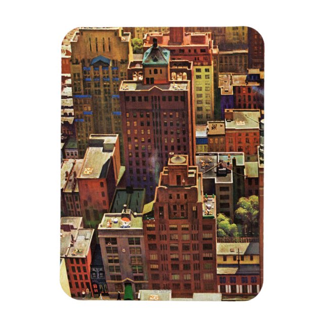 Vogel's-Eye View of New York City by John Falter Magnet (Vertikal)