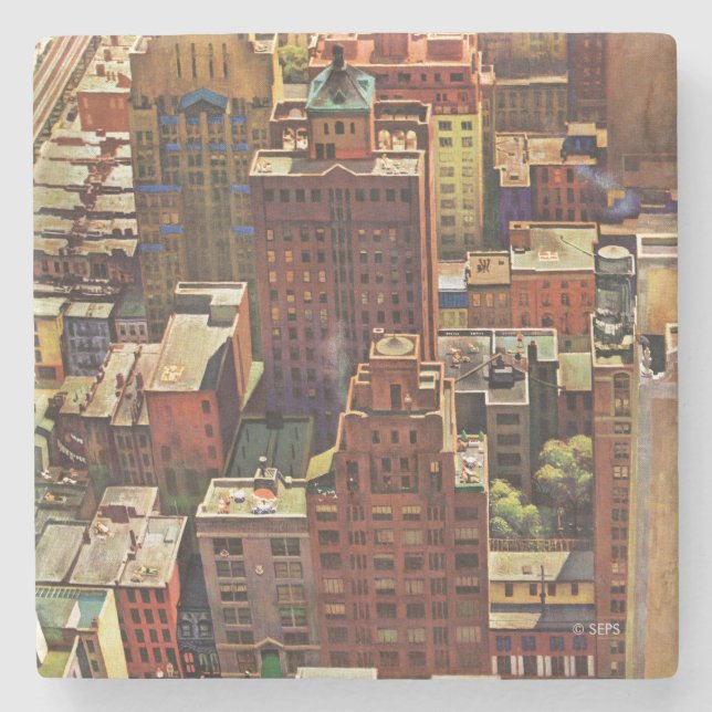Vogel's-Eye View of New York City by John Falter Steinuntersetzer (Vorderseite)