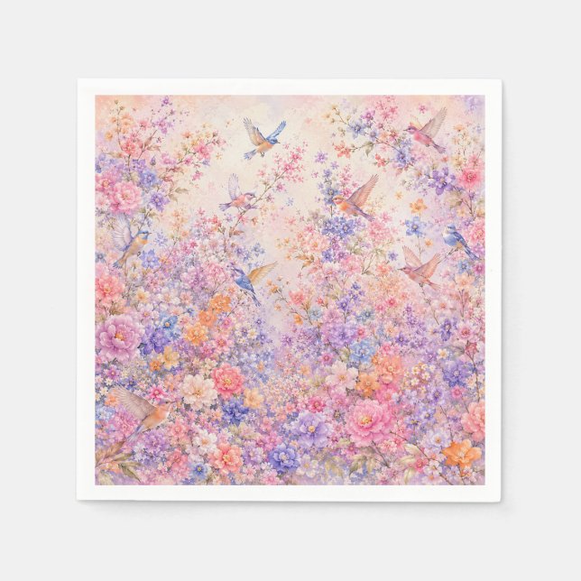 Vogelsang unter Blüten Serviette (Vorderseite)