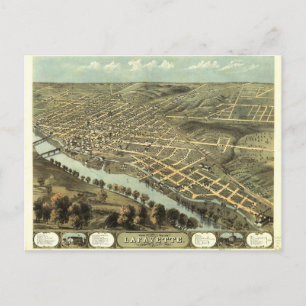 Vogelschau von Lafayette, Indiana (1868) Postkarte
