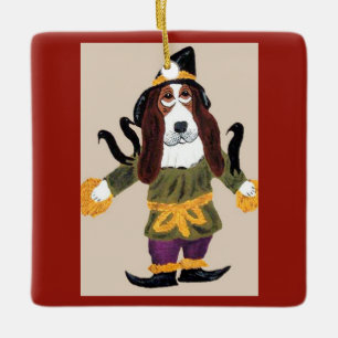 Vogelscheuche Basset Hound Keramikornament