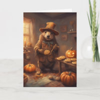 Vogelscheuche Biber backt Kekse Halloween
