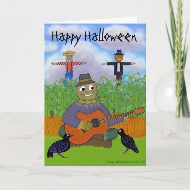 Vogelscheuche, die Gitarre spielt Karte (Vorderseite)