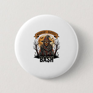 Vogelscheuche Halloween-Shirt Vintage Gravur Party Button